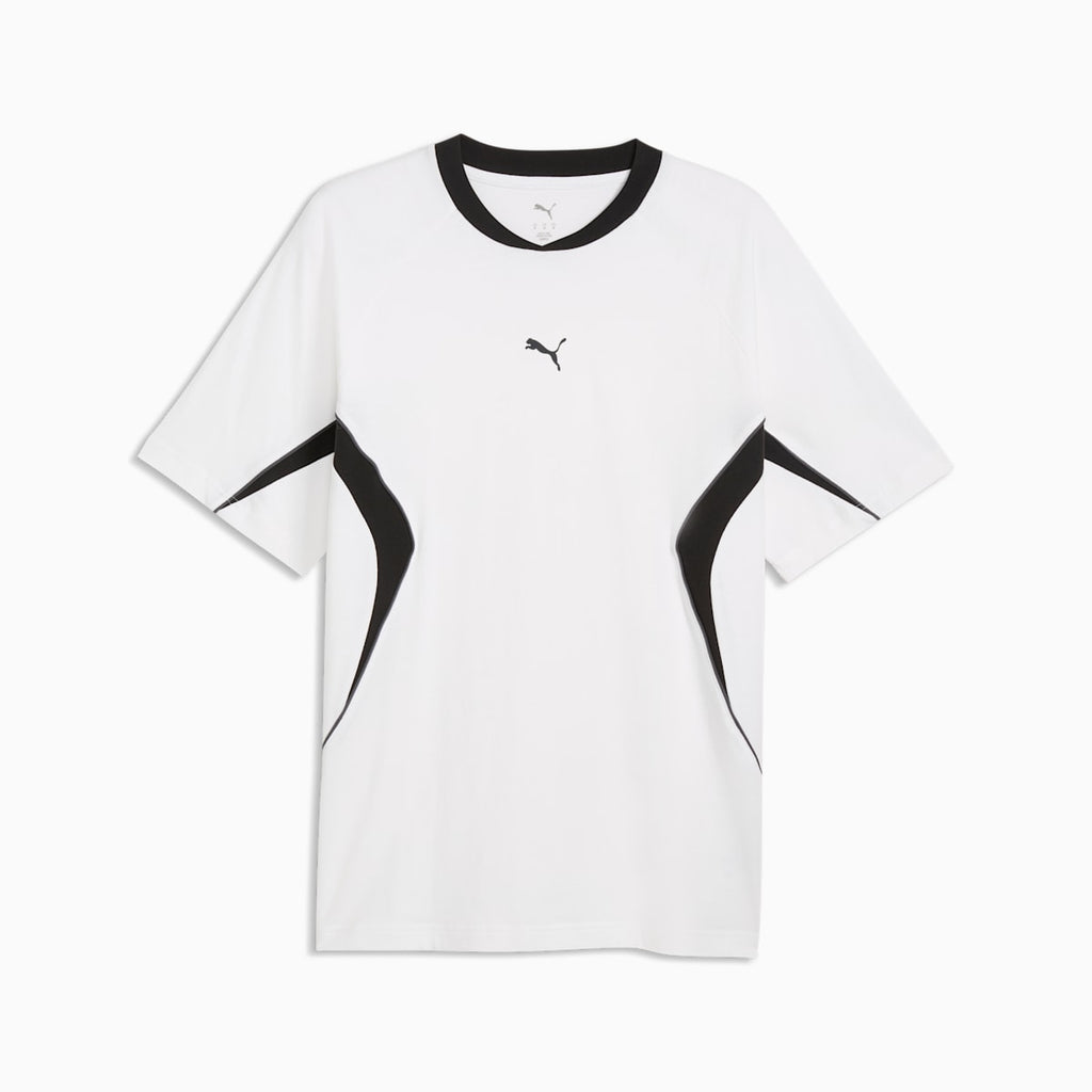 PUMA Sport Relaxed Colourblocked Tee Men - PUMA White - front on white background