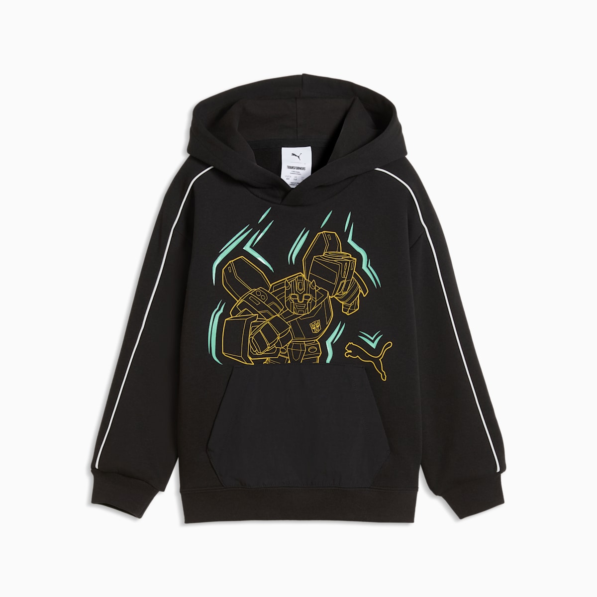 PUMA x TRANSFORMERS Little Kids' Relaxed Graphic Hoodie - PUMA Black - front on white background