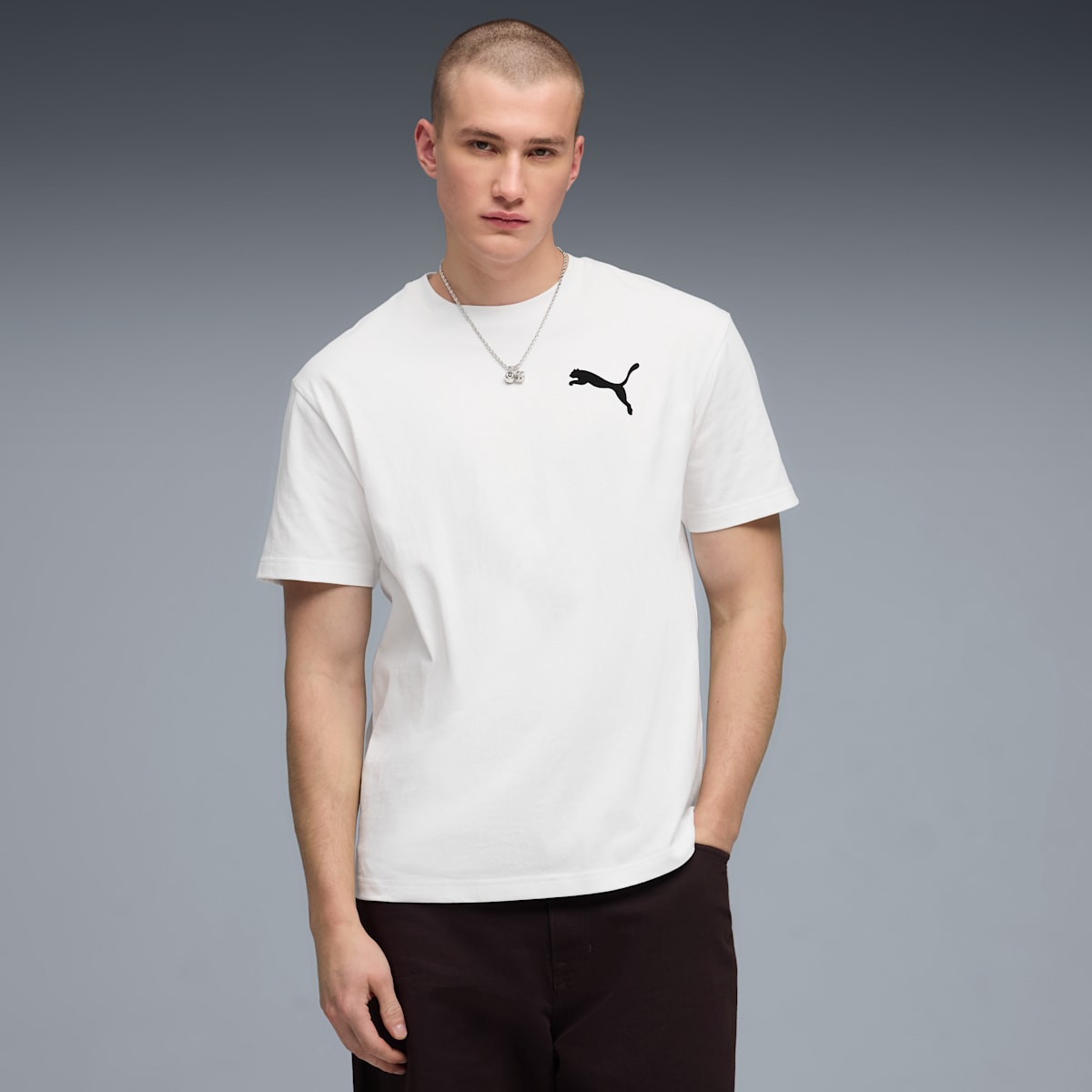 Essentials Elevated Cat Logo Relaxed Tee Men - PUMA White image 4