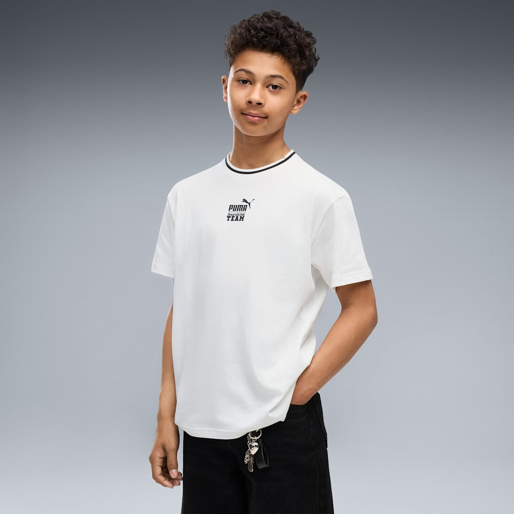 MID 90s Relaxed Back Graphic Tee Youth - PUMA White - on model