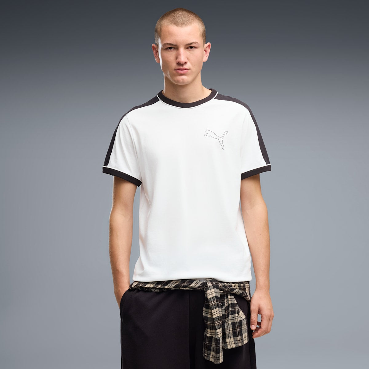 T7 Love Of The Cat Men's Ringer Tee - PUMA White - on model