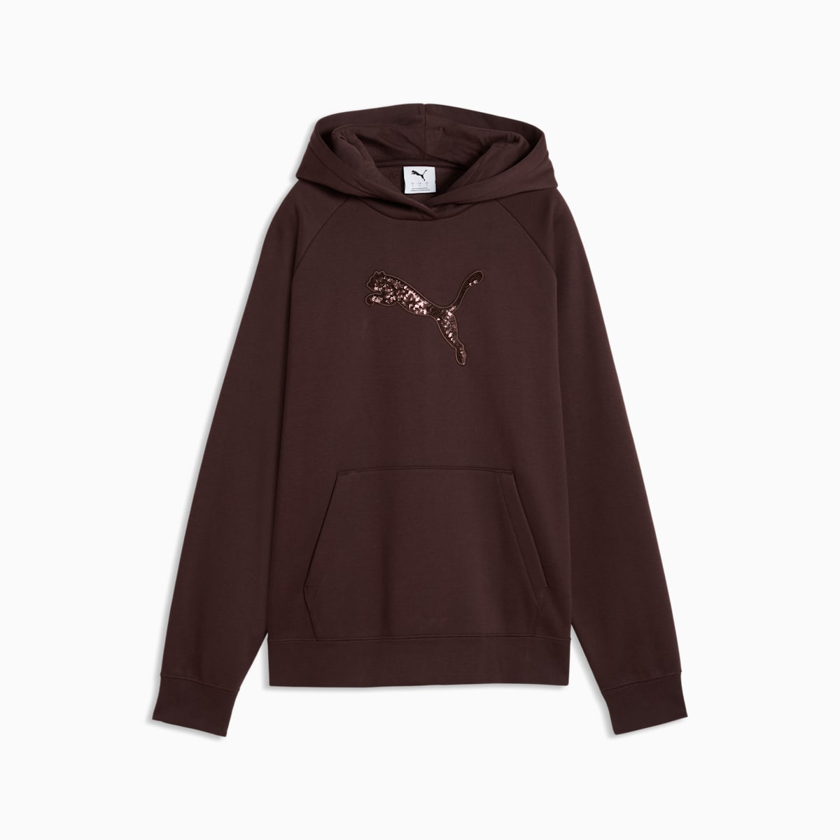 Essentials Sequins Hoodie Women - Chocolate Fondue - front on white background
