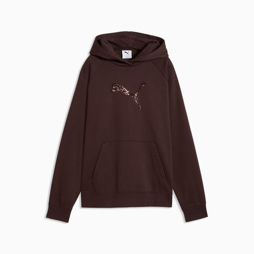 Essentials Sequins Hoodie Women - Chocolate Fondue - front on white background