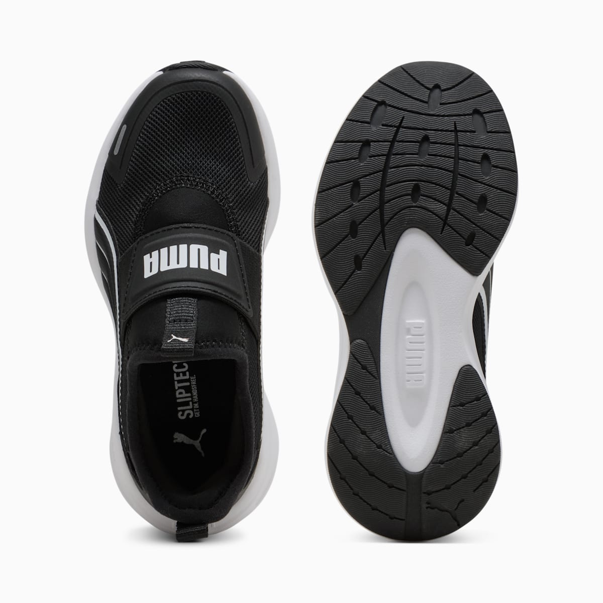 PUMA Kruz PROFOAM 2 SLIPTECH Running Shoes Kids - PUMA Black-PUMA White - Side Profile - Medial
