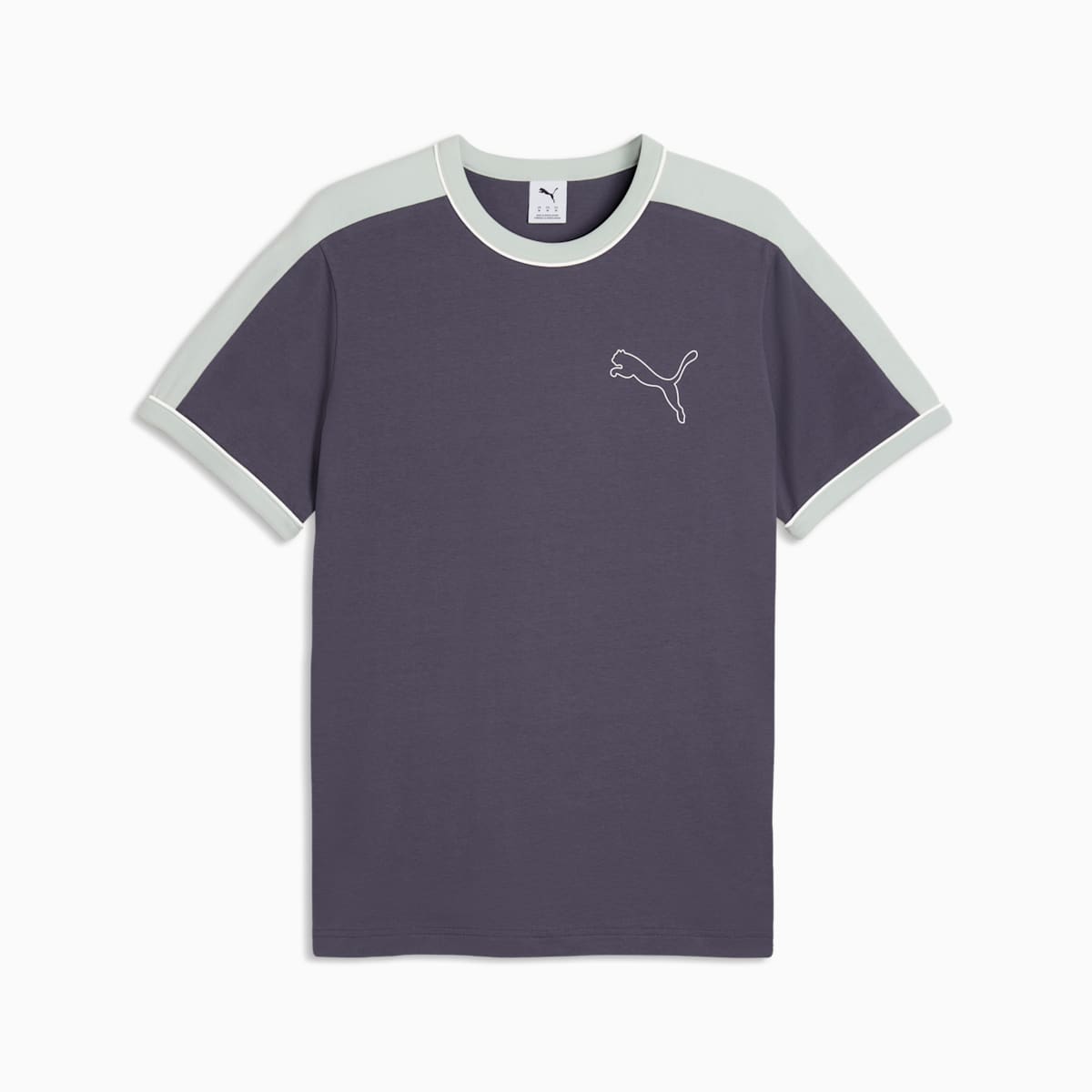 T7 Love Of The Cat Ringer Tee Men - Inky Depths-Créme De Mint - front on white background