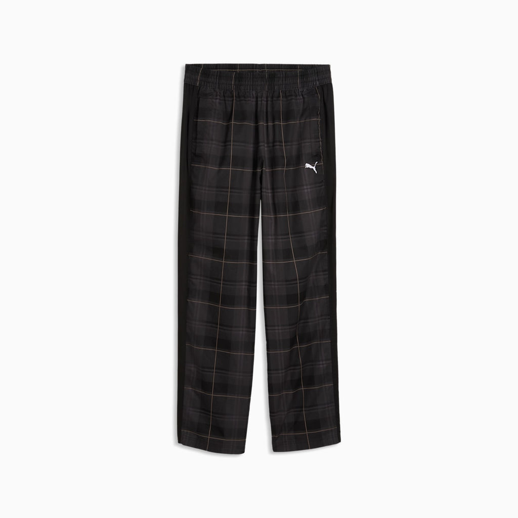 T7 Relaxed Tartan Track Pants Men - PUMA Black - front on white background