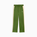 T7 Women's Straight Track Pants - Earthy Green-Buttercream - front on white background