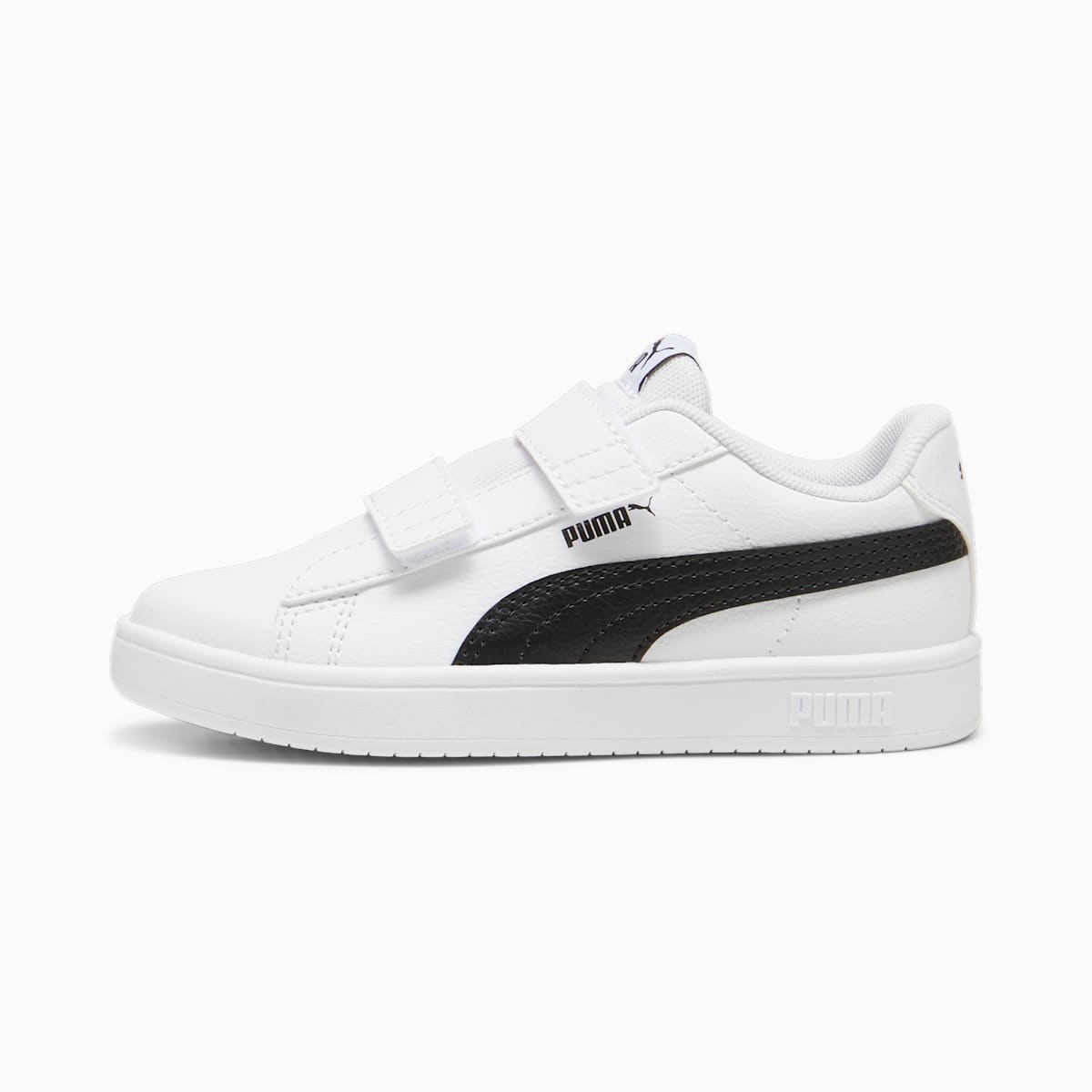 PUMA Rickie Classic V PS Kids Shoes - PUMA White-PUMA Black - Side Profile - Lateral