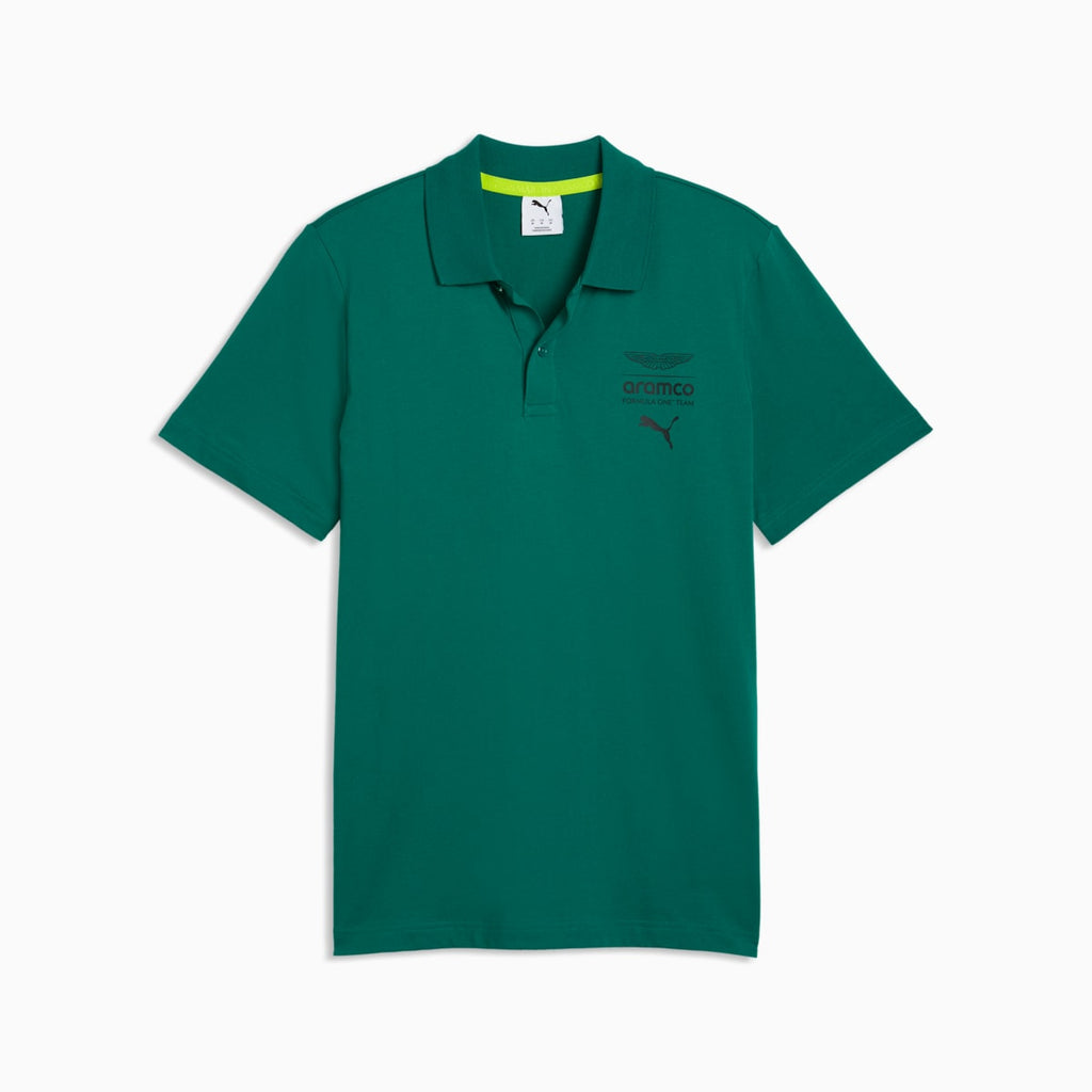 PUMA x ASTON MARTIN ARAMCO F1® TEAM Essentials Men's Polo - Green Lux - front on white background