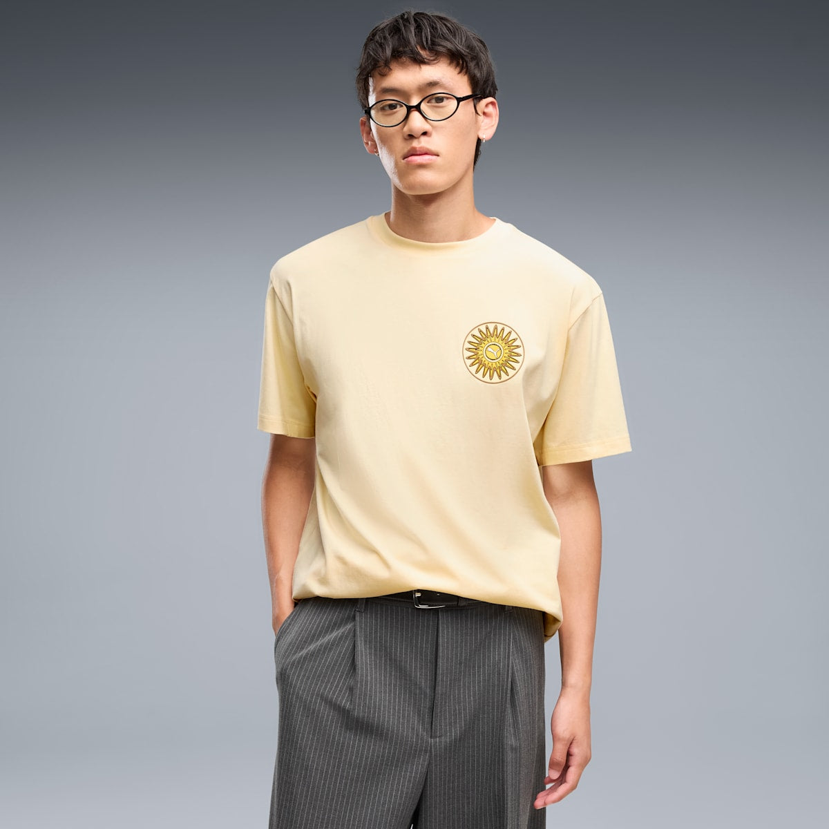PUMA Men's T-Shirt - Buttercream - on model
