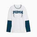 MID 90s Relaxed Layered Long Sleeve Tee Youth - White Glow Heather - front on white background
