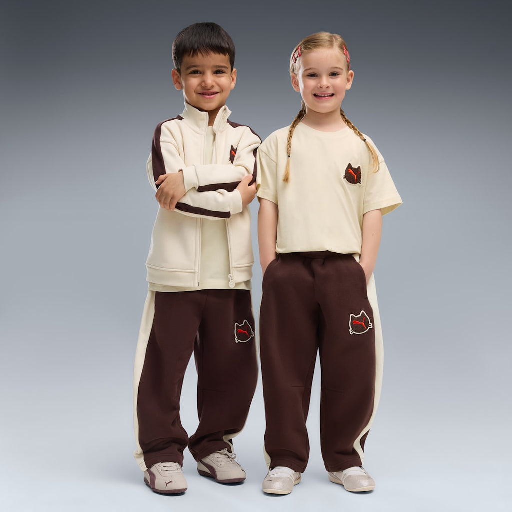 T7 Relaxed Barrel Sweatpants Kids - Chocolate Fondue - on model