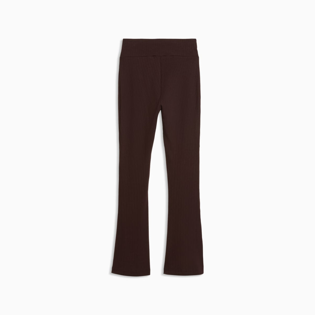 HER Women's Rib Flared Leggings - Chocolate Fondue - back on white background