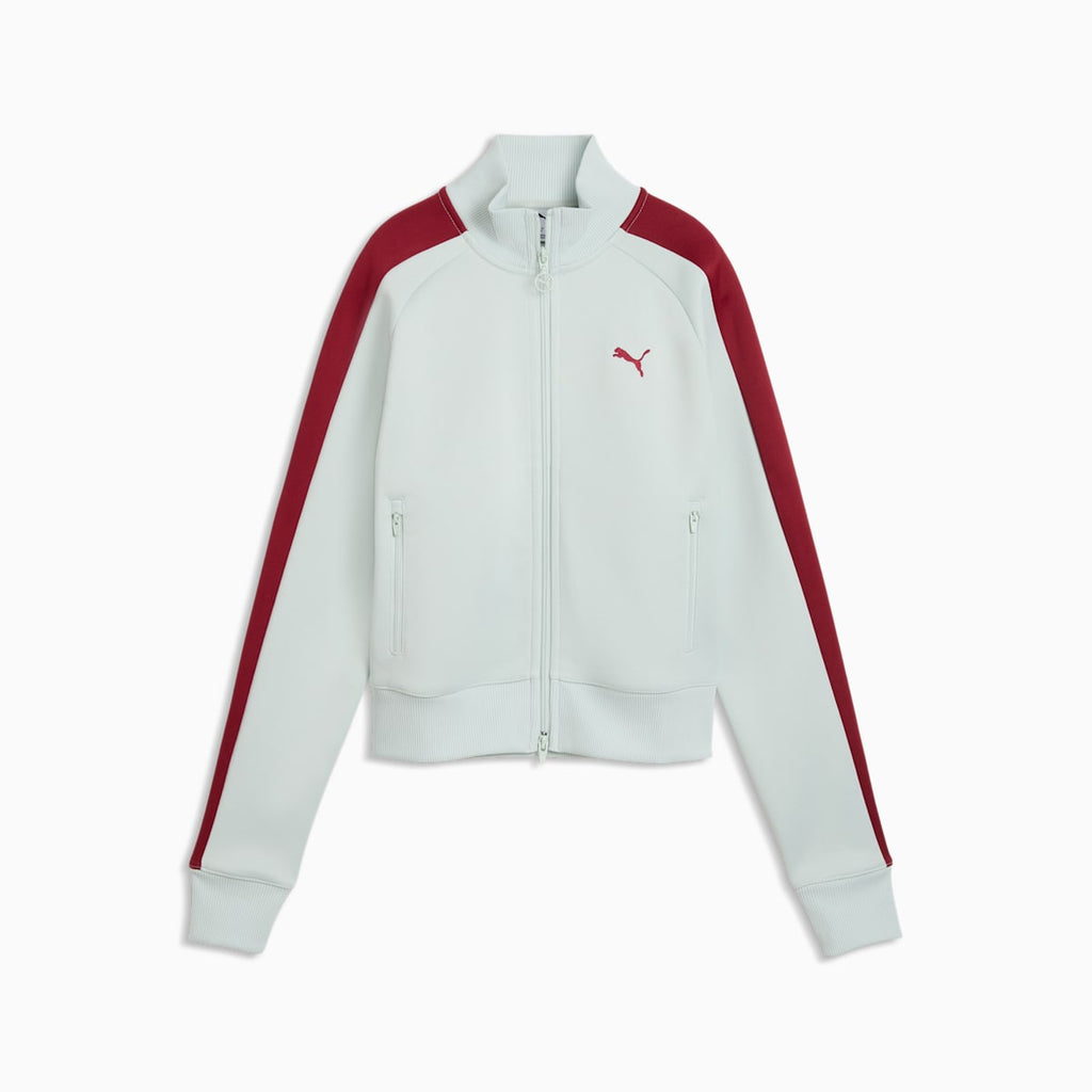 T7 ALWAYS ON Short Track Jacket Women - Créme De Mint-Garnet Glow - front on white background