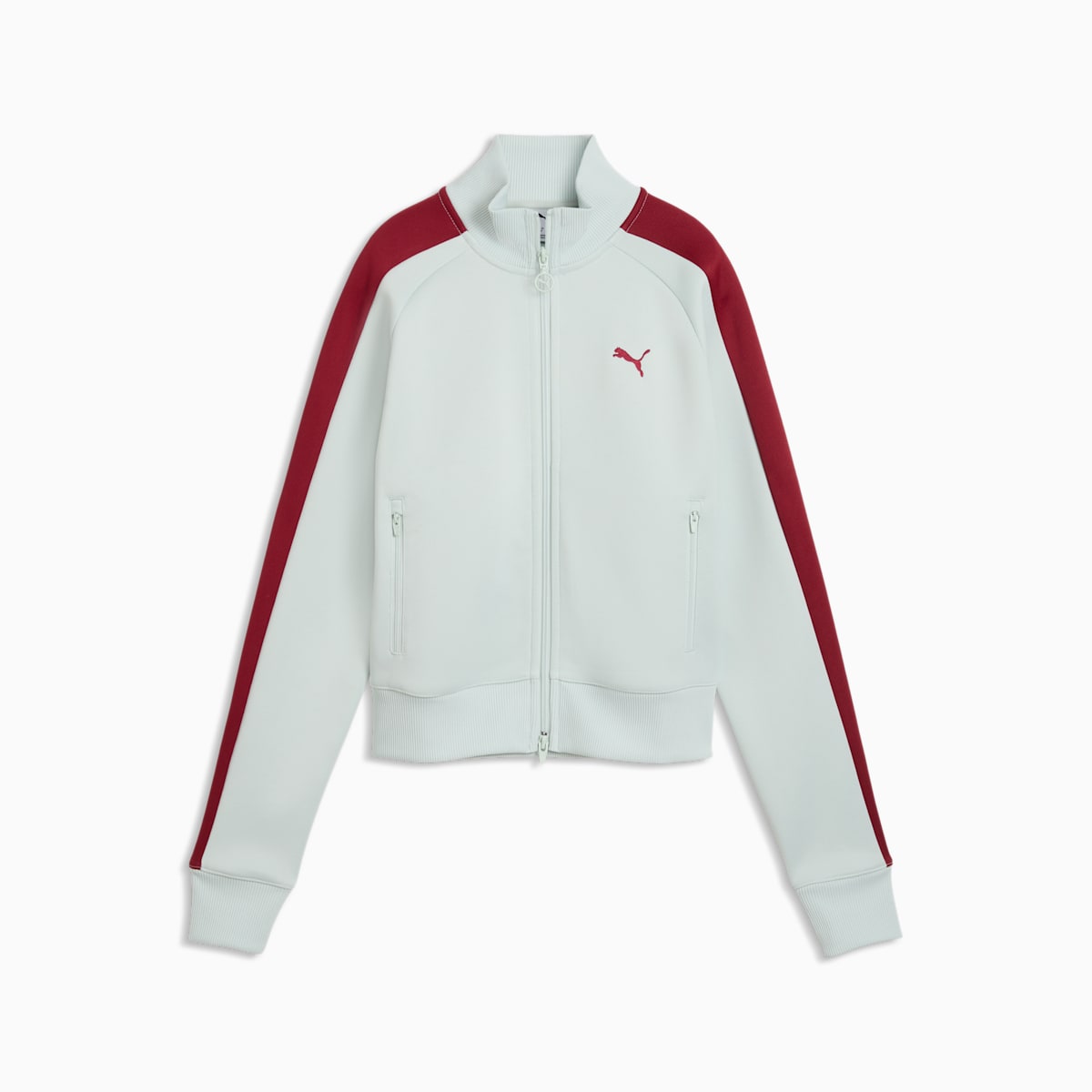 T7 ALWAYS ON Short Track Jacket Women - Créme De Mint-Garnet Glow - front on white background