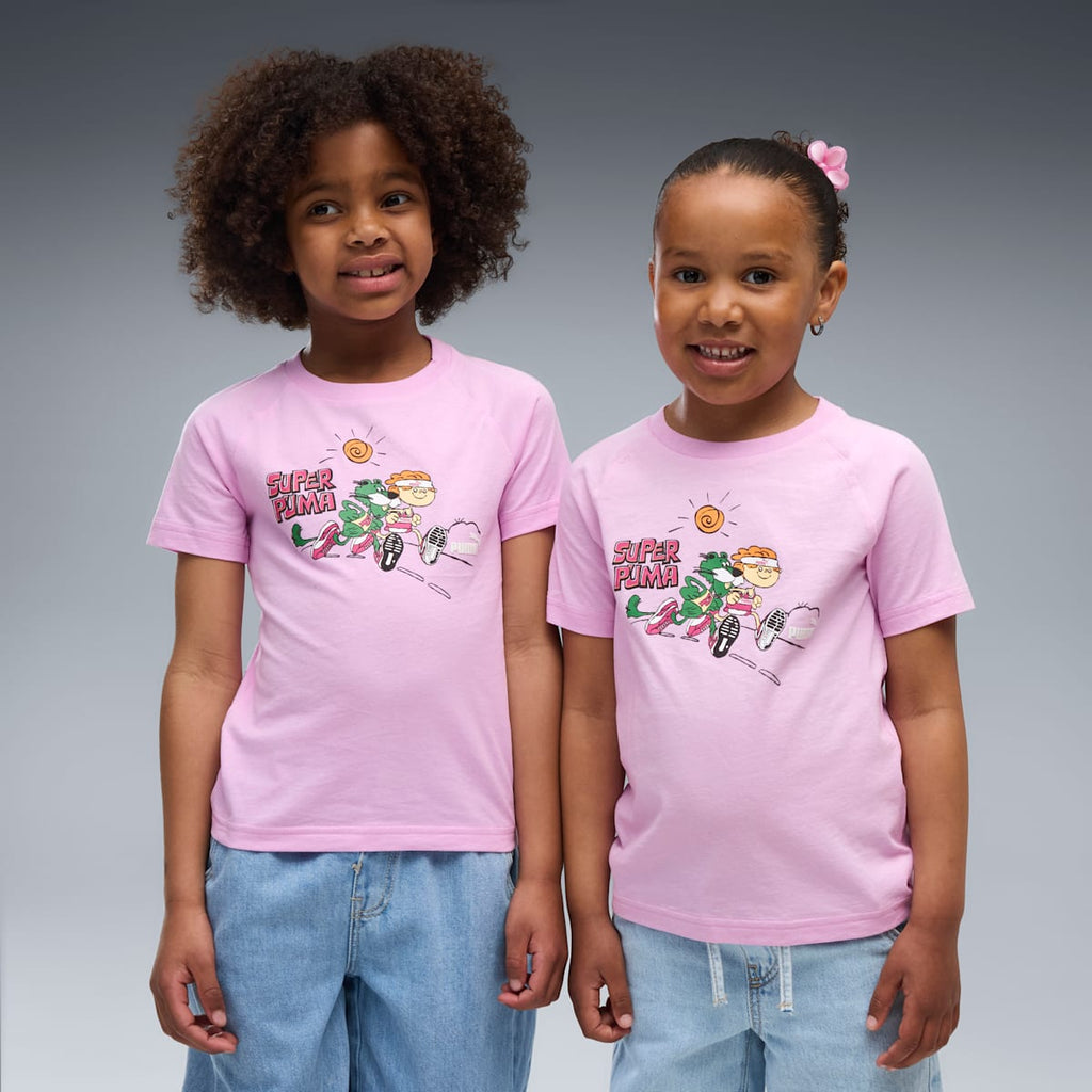 PUMA Kids Graphic Tee - Mauve Glow - on model
