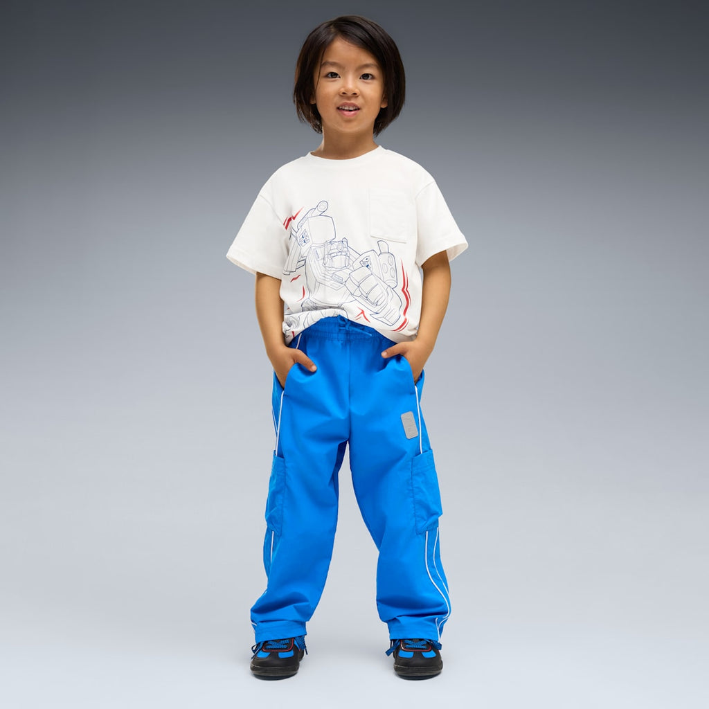 PUMA x TRANSFORMERS T7 Relaxed Cargo Pants Kids - Racing Blue - on model