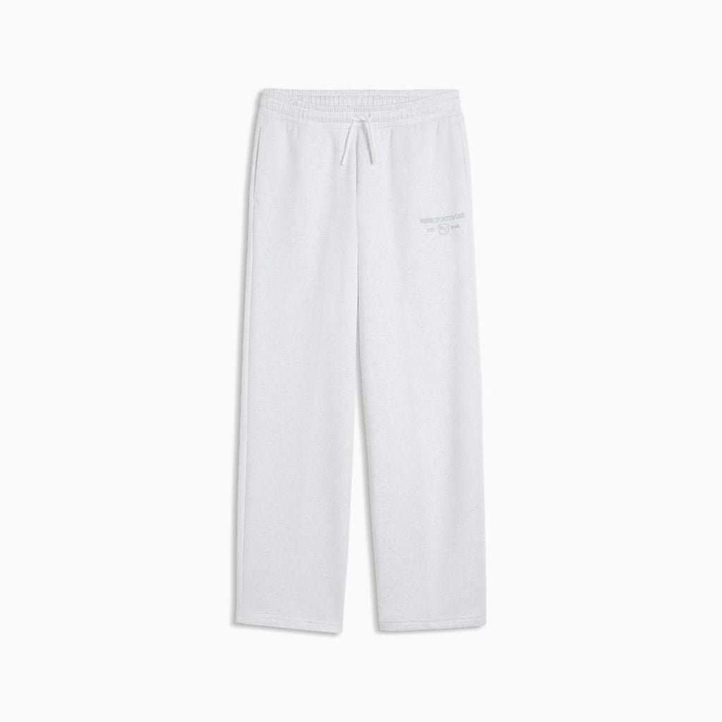 PUMA Class Straight Leg Fleece Pants Youth - White Glow Heather - front on white background
