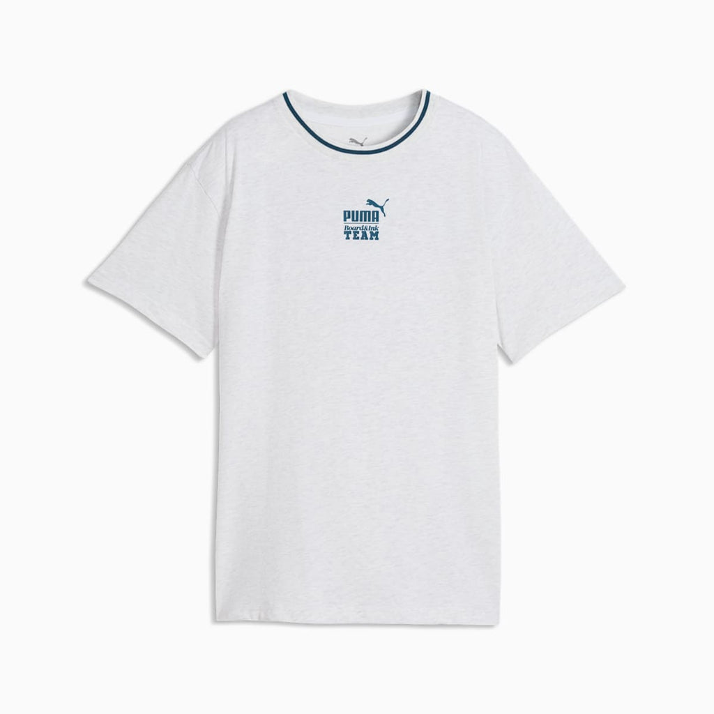 MID 90s Relaxed Back Graphic Tee Youth - White Glow Heather - front on white background