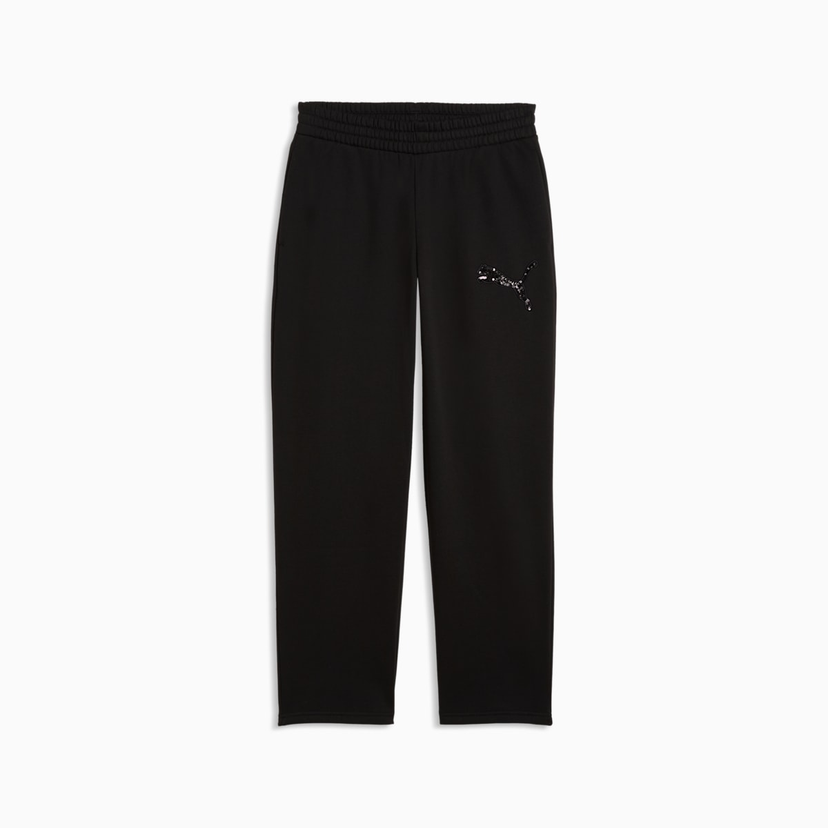 Essentials Sequins Fleece Comfort Pants Women - PUMA Black - front on white background