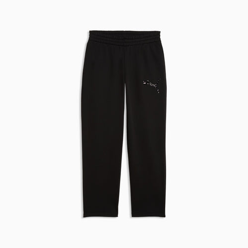 Essentials Sequins Fleece Comfort Pants Women - PUMA Black - front on white background
