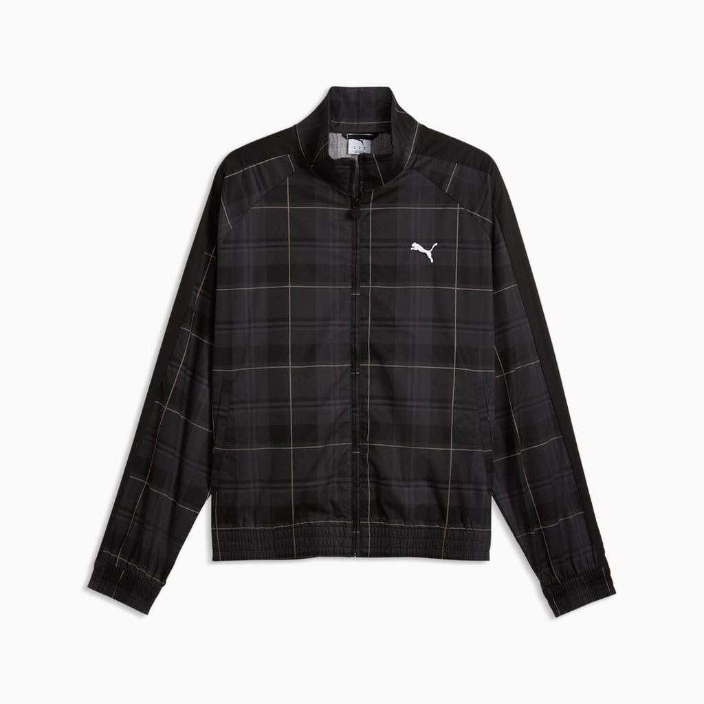 T7 Men's Relaxed Tartan T7 Track Jacket - PUMA Black - front on white background