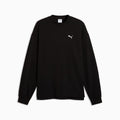 Essentials Elevated Relaxed Material Crew Sweatshirt Men - PUMA Black - front on white background