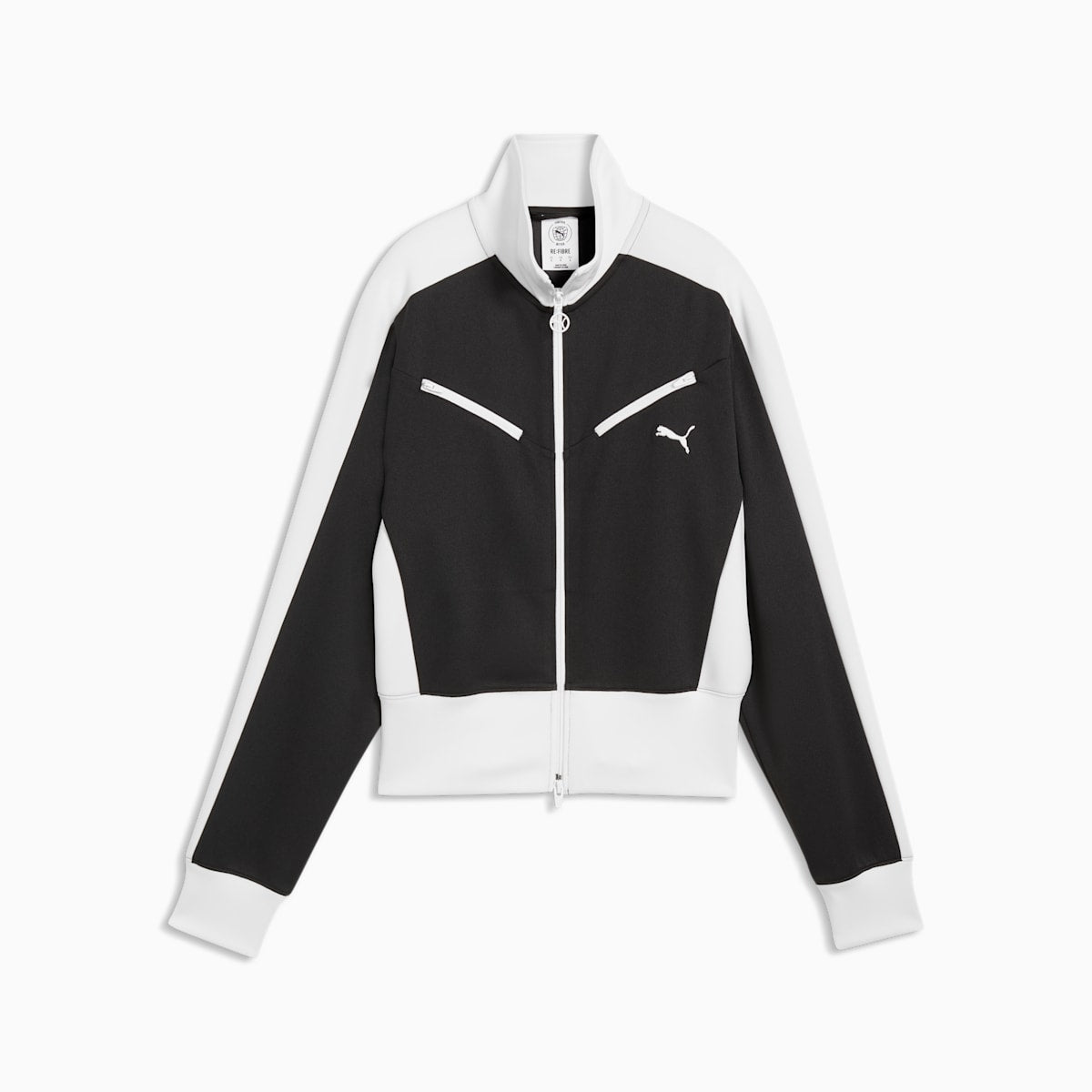 T7 Retro Track Jacket Women - PUMA Black-PUMA White - front on white background