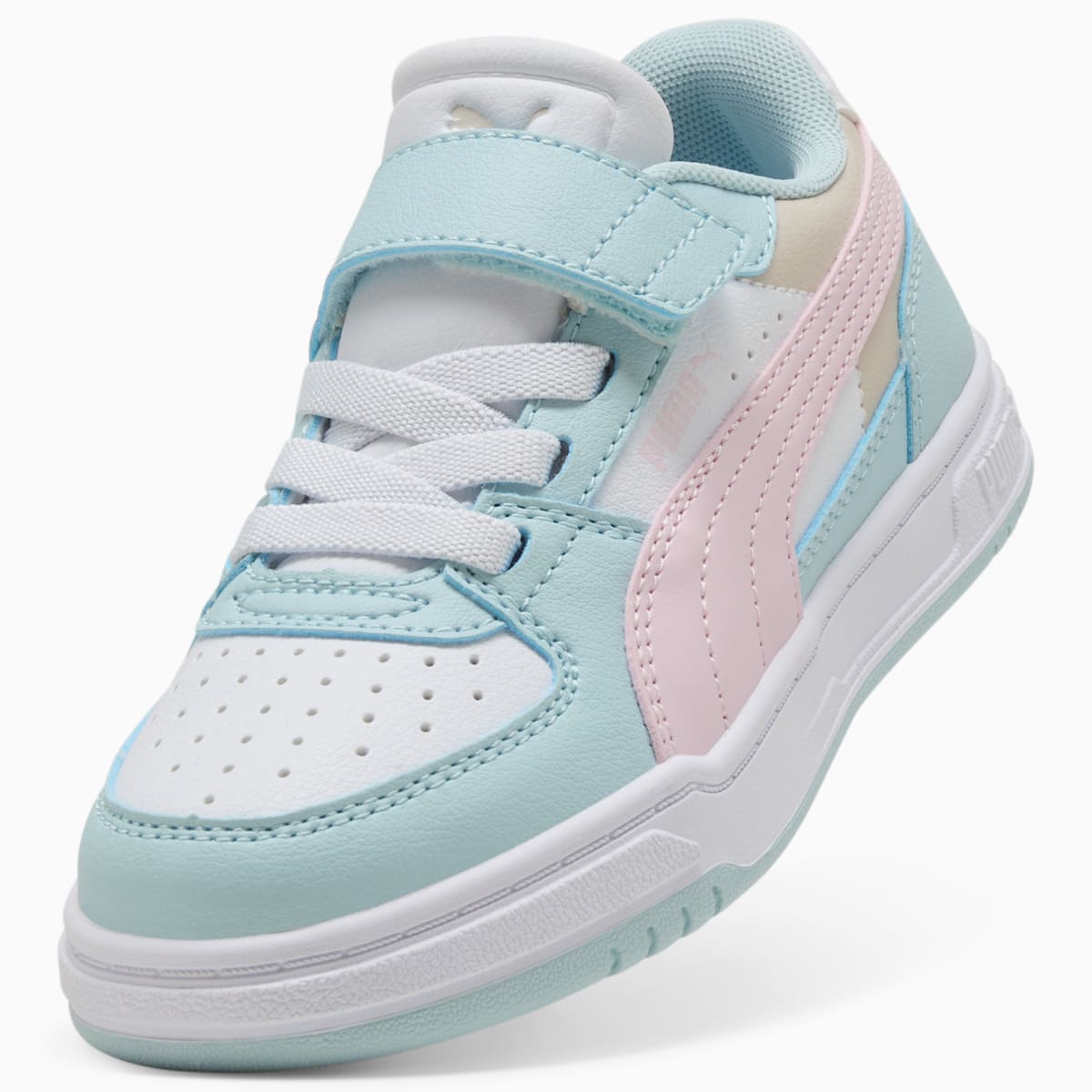 PUMA Caven III Block Sneakers Kids - Aqua Glow-Powder Pink-PUMA White - Back / Heel View