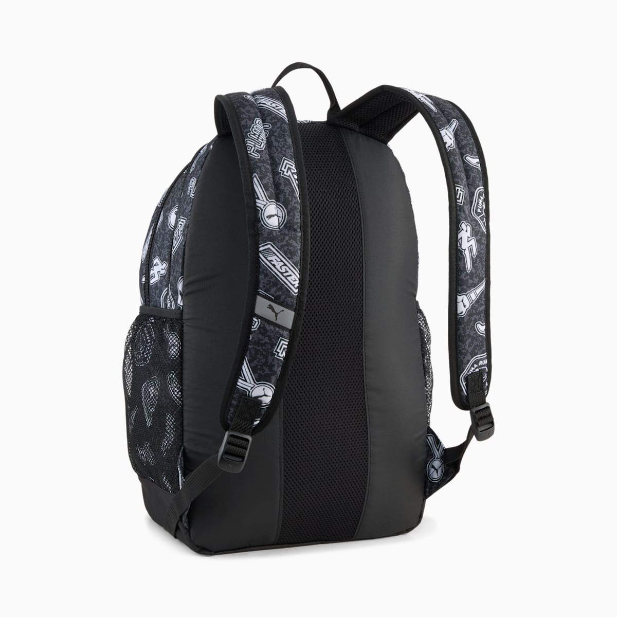 PUMA Academy 29L All-Over Print Backpack - PUMA Black-Running Icons AOP - Back view