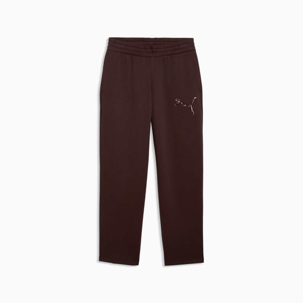 Essentials Sequins Fleece Comfort Pants Women - Chocolate Fondue - front on white background