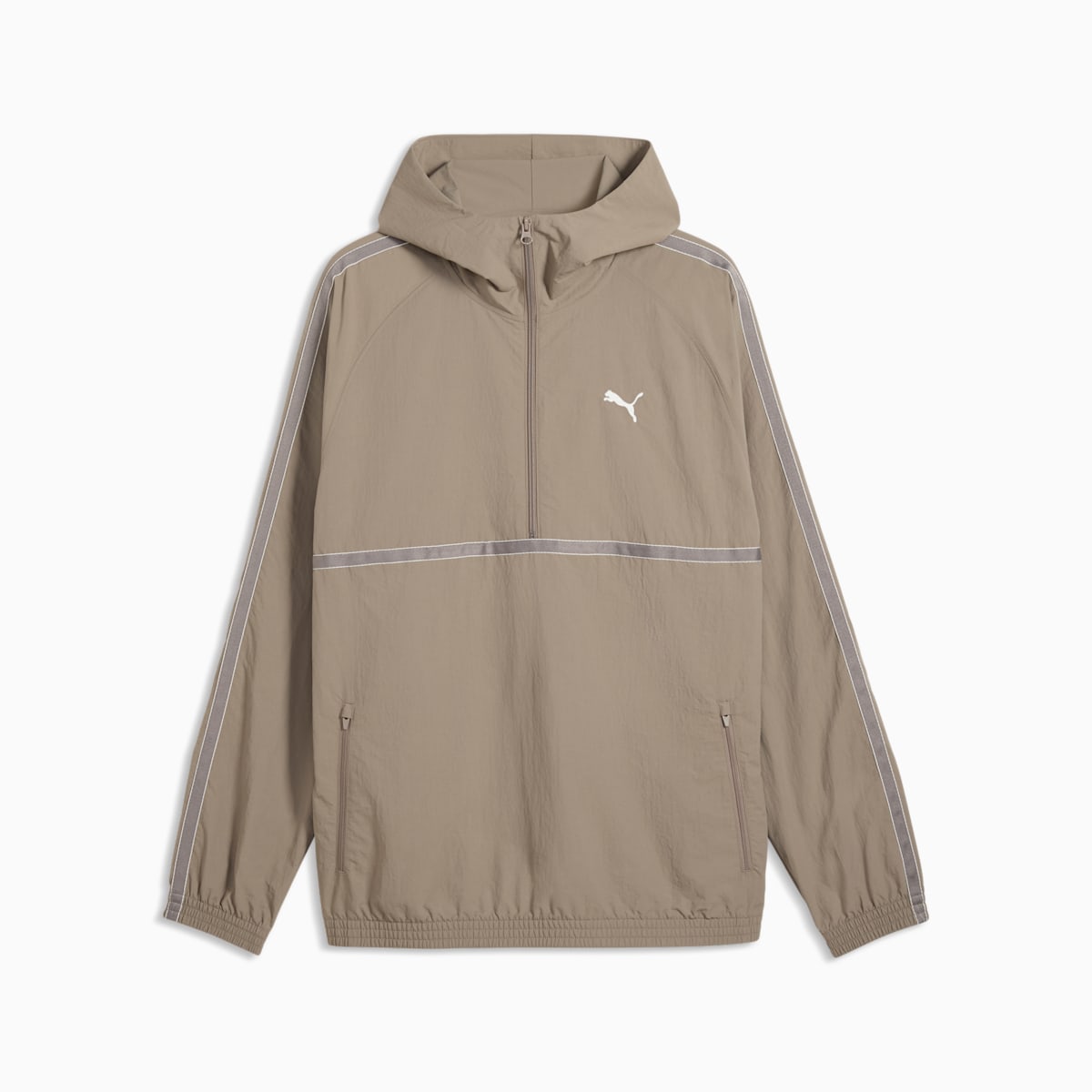 PUMA Class Men's Relaxed Pinnacle Half-Zip Hoodie - Mouse Gray - front on white background