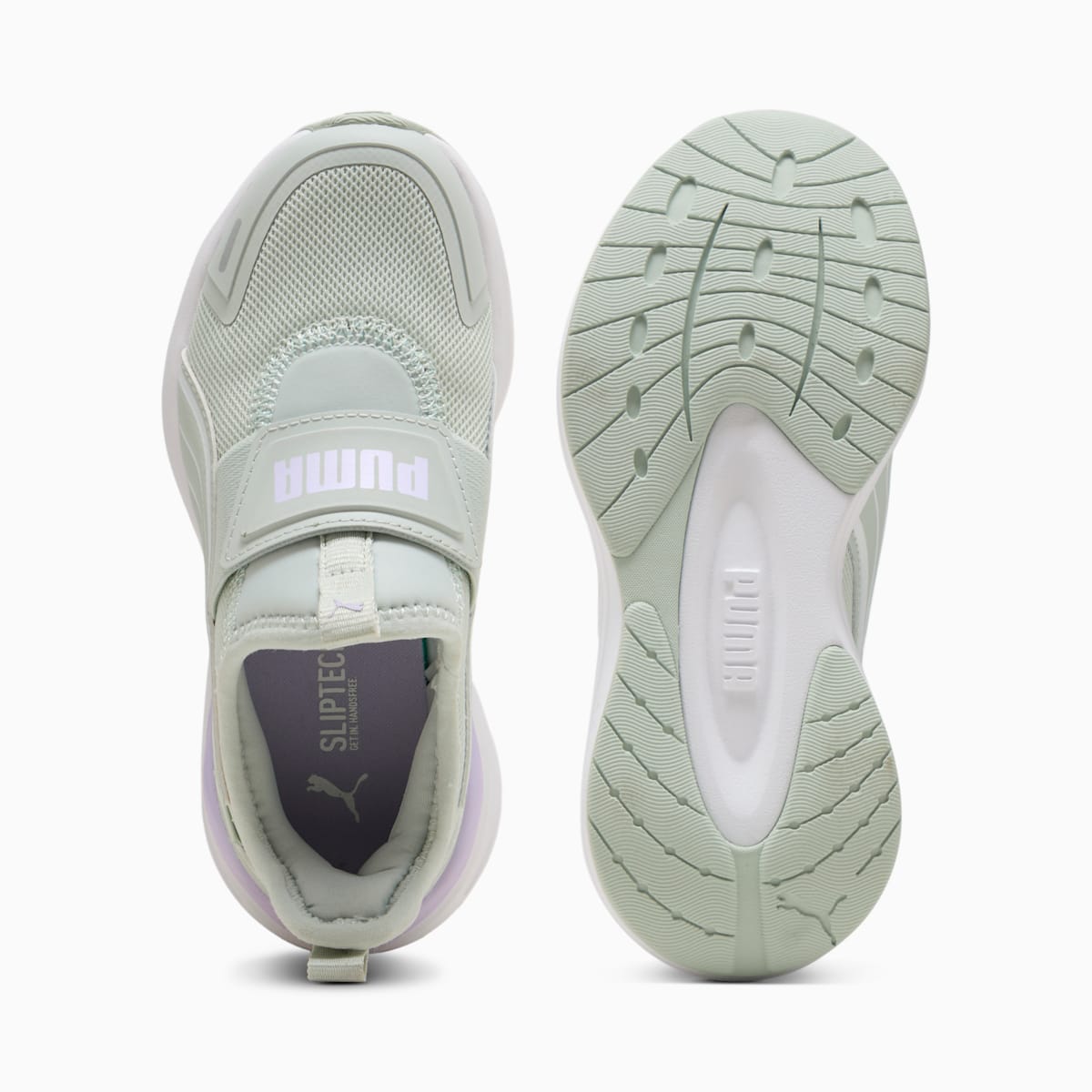PUMA Kruz PROFOAM 2 SLIPTECH Running Shoes Kids - Créme De Mint-PUMA White-Light Lavender - Side Profile - Medial