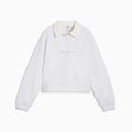 PUMA Class Relaxed Cropped Fleece Sweatshirt Youth - White Glow Heather - front on white background