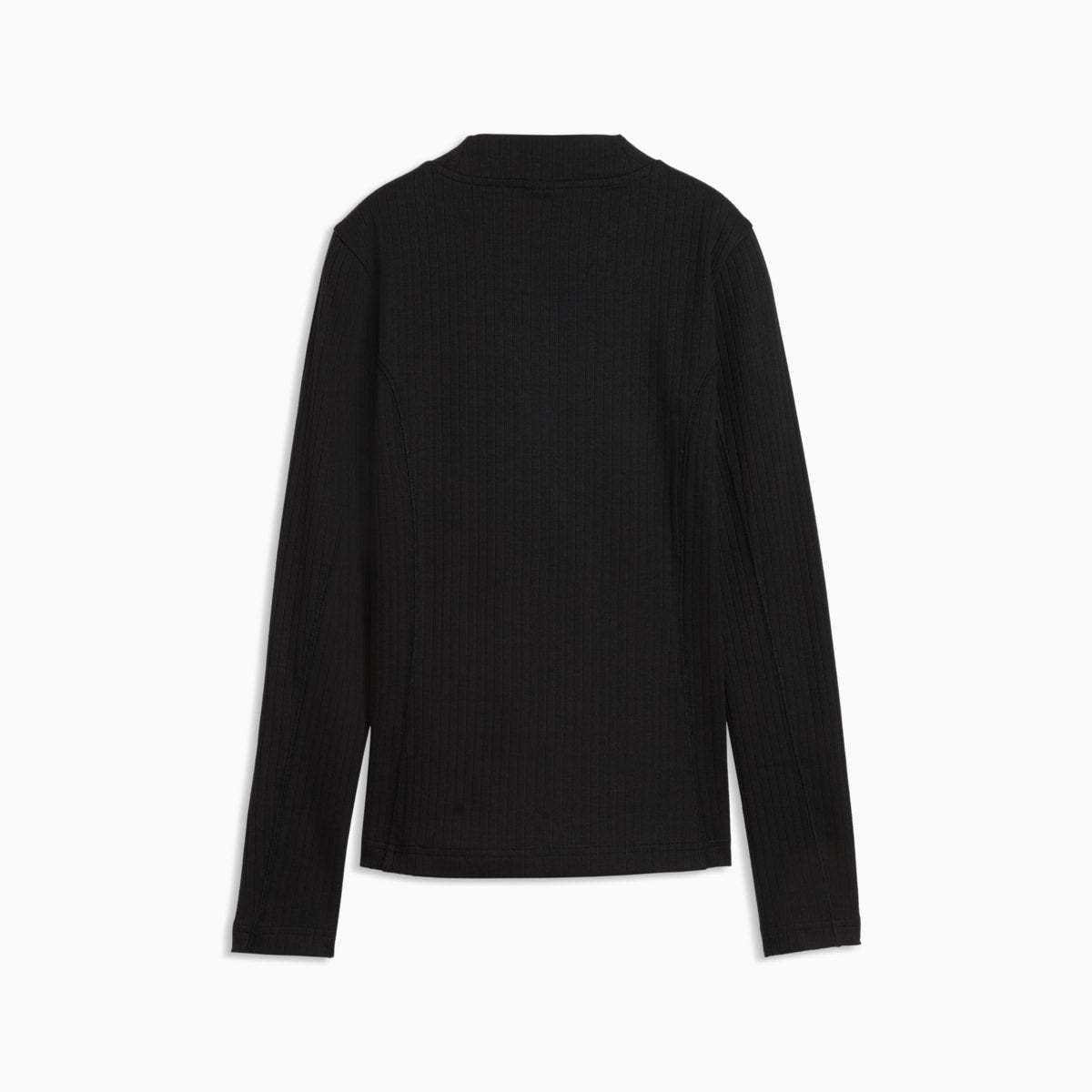 HER Slim Rib Long Sleeve Tee Women - PUMA Black - back on white background