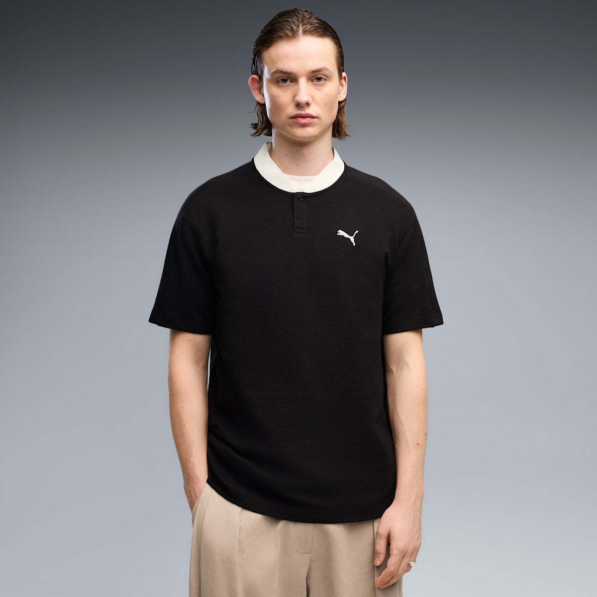 PUMA Class Relaxed Polo Men - PUMA Black - on model