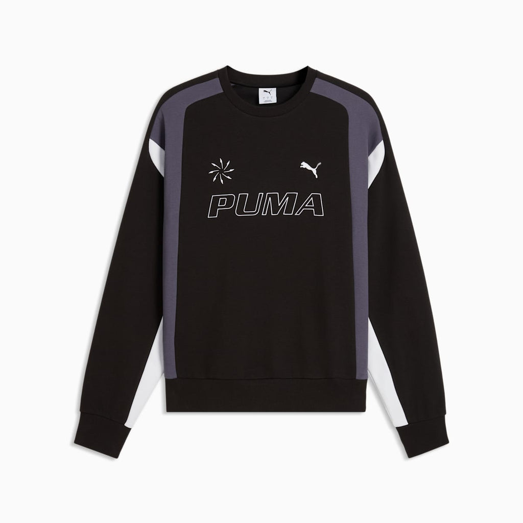 FUTURE.PUMA.ARCHIVE Relaxed Moto Crew Sweatshirt Unisex - PUMA Black - front on white background