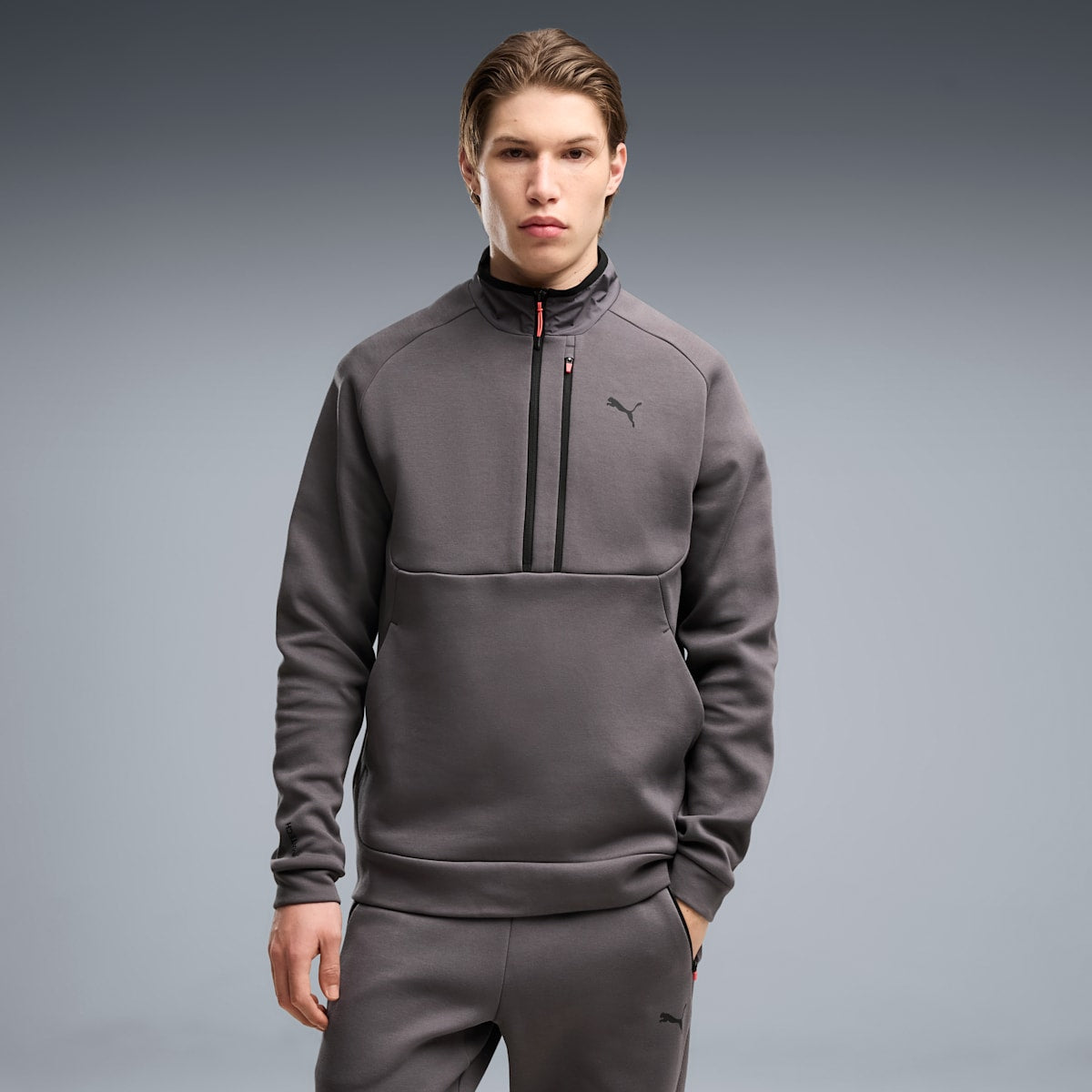 PUMATECH Men's Half-Zip Sweatshirt - Moody Gray - on model