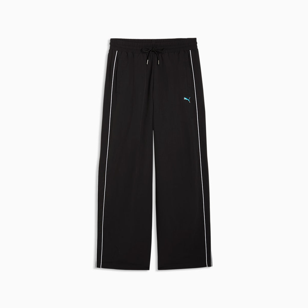 T7 Piping Relaxed Woven Track Pants Women - PUMA Black front view
