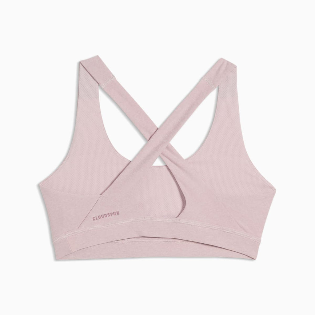 Cloudspun Ultra Soft Women's Mid Impact Sports Bra - Misty Pink Heather - back on white background