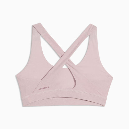 Cloudspun Ultra Soft Women's Mid Impact Sports Bra - Misty Pink Heather - back on white background