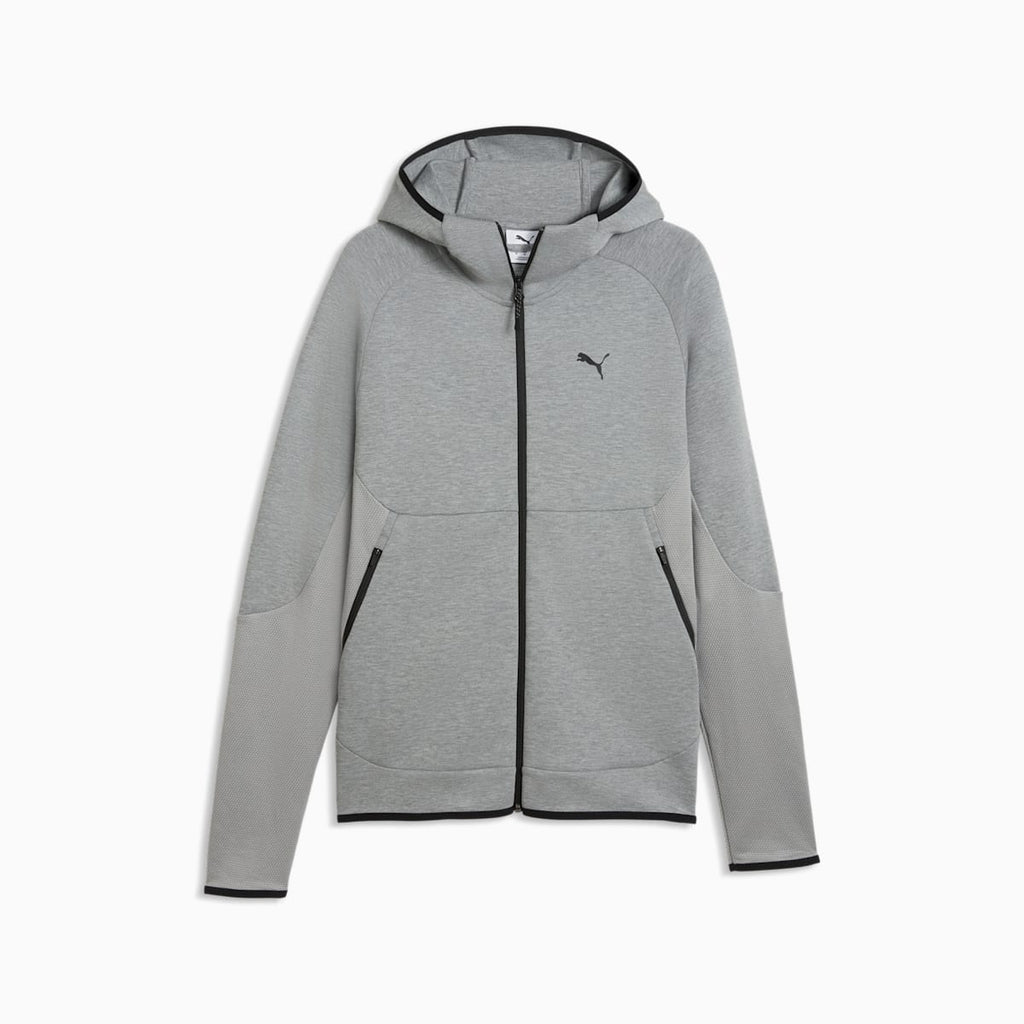 PUMATECH Elevated Slim Full-Zip Hoodie Men - Medium Gray Heather - front on white background