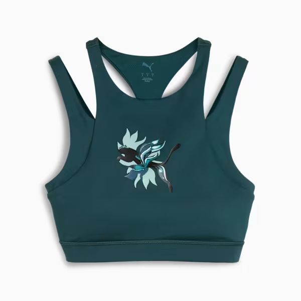 Green Terrains Graphic Women's Mid-Support Bra - Green Terrain front view