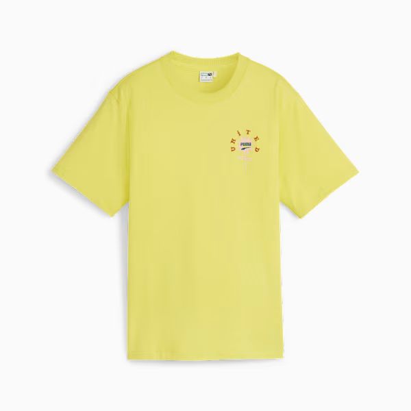 DOWNTOWN Relaxed Graphic Tee Lime Sheen front view