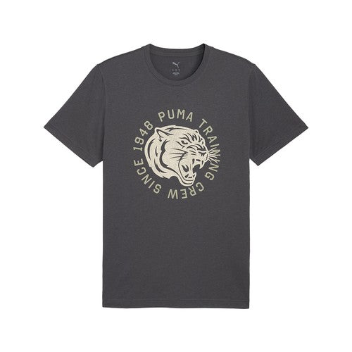 PUMA Illustrated Graphic Crew Neck Short Sleeve T-Shirt Mens Grey Casual Tops