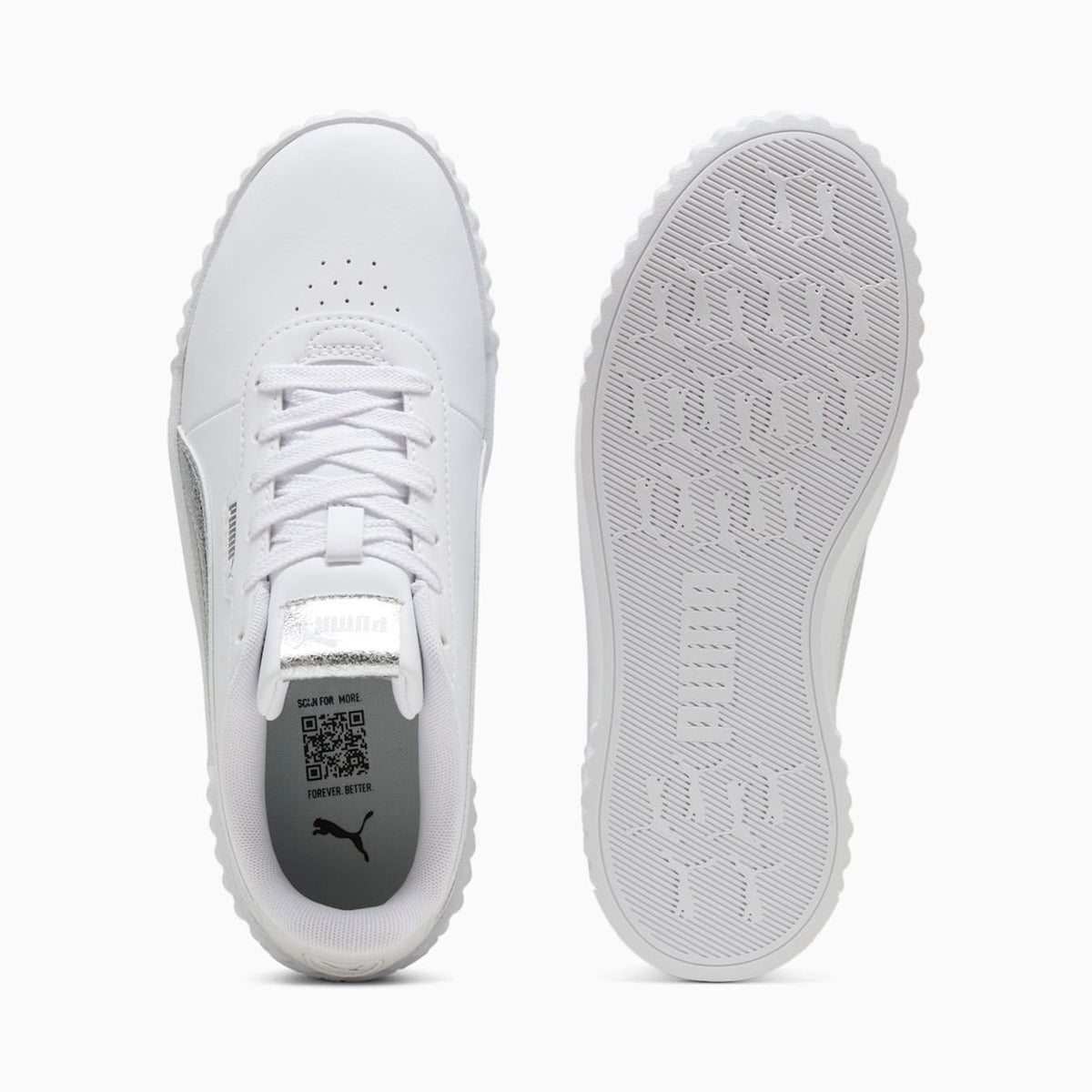 PUMA Carina 3.0 Metallic Glam Sneakers-White
